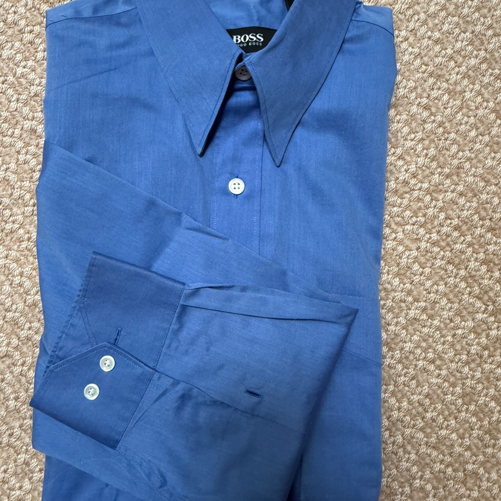 Hugo Boss Men's Solid Blue Dress Shirt